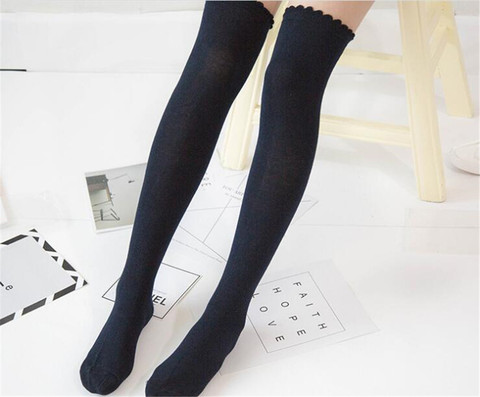 Bas au genou pour femmes, chaussettes de couleur unie, robe Lolita, B418 ► Photo 1/6