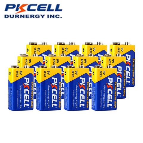 PKCELL – batterie 9 V 6F22 9 volts, 12 pièces, équivalent à CR9V ER9V 6LR61, batterie carbone-Zinc très résistante pour thermique électronique ► Photo 1/6