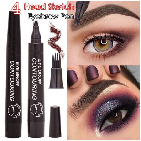 Crayon à sourcils 3D 5 couleurs imperméable à l'eau crayon à sourcils liquide à quatre griffes stylo à sourcils professionnel de maquillage des yeux longue durée ► Photo 1/6