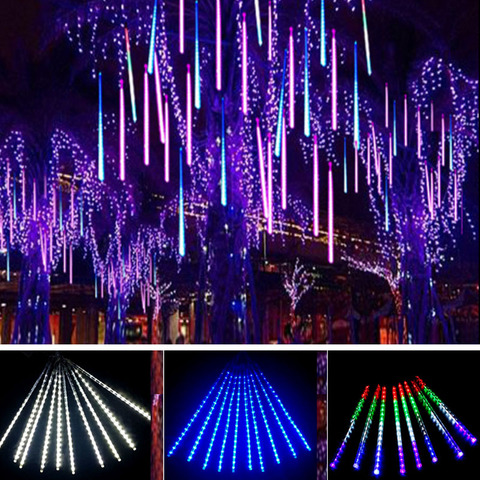 Prise ue étanche guirlande 8 Tubes LED météore douche pluie chaîne lumière 50cm glaçon chute de neige noël décoration navidad ► Photo 1/6