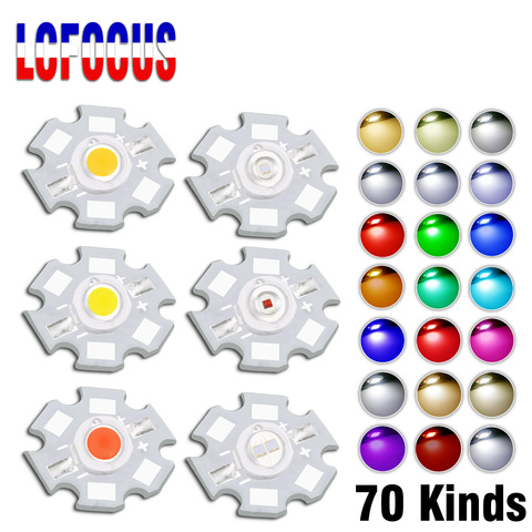 Lampe COB, haute puissance, 1/3/5W, puce LED, éclairage à spectre complet, 660nm, 460 nm, blanc, vert, bleu, chaud, perles pour Aquarium, 10 pièces ► Photo 1/6