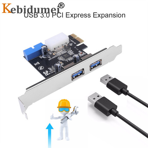 Carte d'extension PCIe express USB 3.0, adaptateur hub PCIe 3.0, 2 ports USB 3 0, 1x ► Photo 1/6