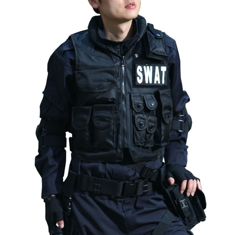 Gilet tactique militaire SWAT noir, gilet de POLICE du FBI, bande magique de haute qualité, gilet de Combat de protection CS Molle, équipement de Police AG1 ► Photo 1/6