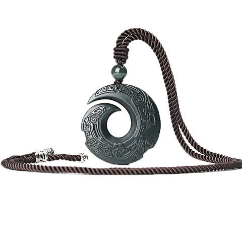 Collier pendentif en Jade naturel pour hommes, bijou de Jade Hetian, cadeau bouddhiste porte-bonheur ► Photo 1/6