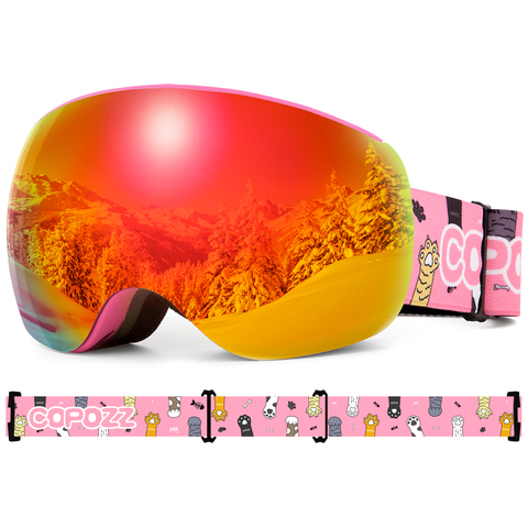 Lunettes de Ski magnétiques pour enfants, avec bretelles personnalisées, masque Anti-buée pour filles et garçons, UV400 ► Photo 1/6