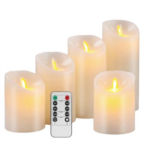 Bougies décoratives sans flamme de mariage pilier à piles véritable mèche de cire électrique LED bougies ensembles de cadeau avec télécommande ► Photo 1/5