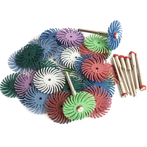 64 pièces 1 pouce Kit de disque à poils radiaux brosse Abrasive 3 et 2.35Mm tige détail roue de polissage pour accessoires d'outils rotatifs ► Photo 1/6