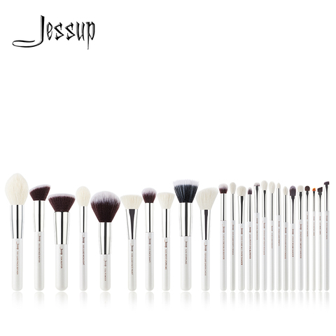 Jessup ensemble de pinceaux perle blanc/argent pinceaux de maquillage professionnels ensembles fond de teint maquillage brosse outil de beauté poudre Blushes ► Photo 1/6