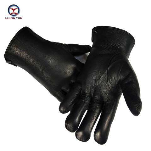 CHINGYUN – gants noirs en cuir et laine véritable pour homme, Super chauds et doux, à la mode, nouvelle collection hiver 2022, offre spéciale ► Photo 1/6