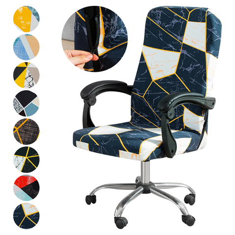 Géométrie moderne élastique Stretch bureau chaise couverture Spandex ordinateur jeu chaise housse anti-poussière rotatif fauteuil protecteur ► Photo 1/6