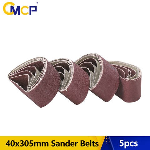 CMCP 5 pièces bandes abrasives abrasives 40x305mm ponceuse à bande Abrasive meulage outils de polissage grain 40/60/80/120 ► Photo 1/6