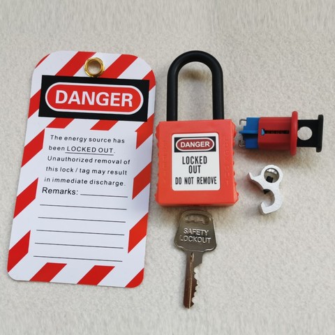 Cadenas de sécurité en aluminium, 4 pièces/kit, avec étiquette, mini disjoncteur ► Photo 1/1