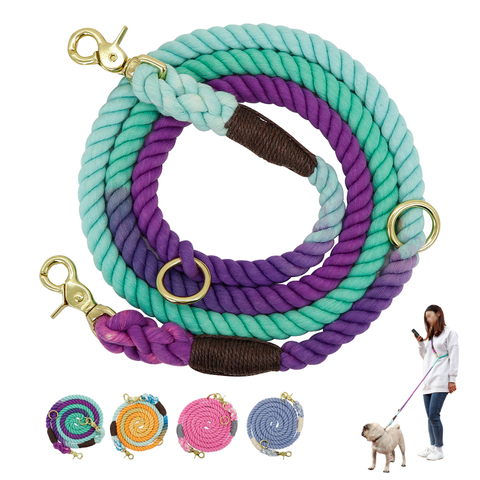 150cm chien laisse ronde coton chiens plomb corde coloré animal de compagnie longues laisses ceinture en plein air chien marche formation conduit cordes ► Photo 1/6