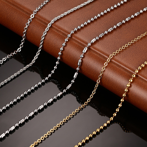 Vnox – collier chaîne en acier inoxydable pour hommes et femmes, bijoux serpent, perles rondes pour pendentif, accessoires DIY ► Photo 1/6