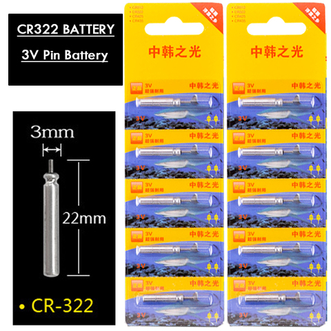 Lot de 10 flotteurs de pêche électriques, piles CR322, veilleuse 3V, piles au Lithium, accessoires, outils ► Photo 1/3