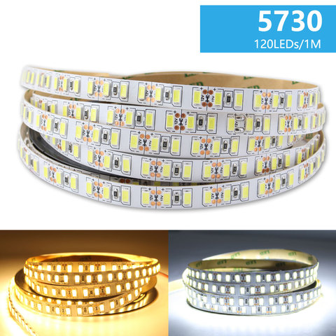 DC 12V Kit de bande LED SMD 5730 blanc 6000K cordon lumineux à LED ensemble bande 1M- 5M étanche bande lumière ampoules Led décor à la maison ► Photo 1/6