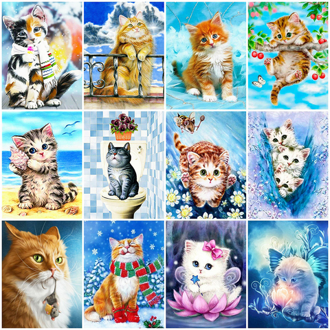 Evershine – peinture diamant thème chat, broderie complète 5D, image de strass carrés, mosaïque d'animaux, à faire soi-même, décoration d'intérieur, soldes ► Photo 1/6