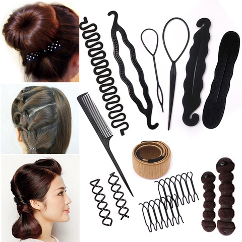 Pour tresser les cheveux pour femmes et filles, outils multistyles, peigne, épingle à cheveux, éponge, bandeau, accessoires ► Photo 1/6