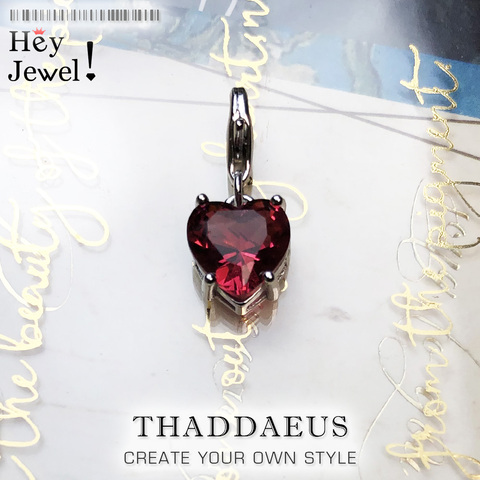 Mode femmes coeur avec pendentif en pierre rouge breloque 925 en argent Sterling bijoux fins 2022 automne cadeau romantique pour les filles en gros ► Photo 1/6