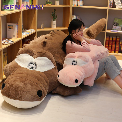 Tapis d'oreiller en peluche Crocodile couché, grande taille, 150CM, 1 pièce, Animal doux, dessin animé, poupées en peluche, cadeau pour filles et enfants ► Photo 1/6