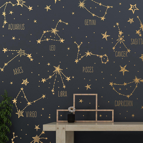 Dessin à la main zodiaque Constellations et étoiles décalcomanies grande Collection mur vinyle autocollants peintures murales décoration de la chambre livraison gratuite 2152 ► Photo 1/6