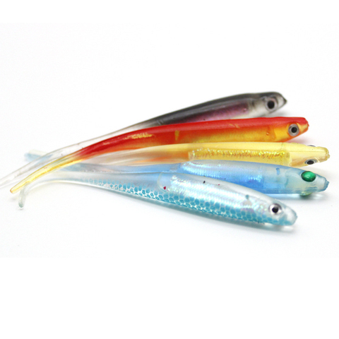 Pièces souple arc-en-ciel à queue en T pour la pêche, leurre pour attraper des poissons, avec Sequin, Spinner, ver, 2.2g, 10cm, 1 pièce ► Photo 1/5