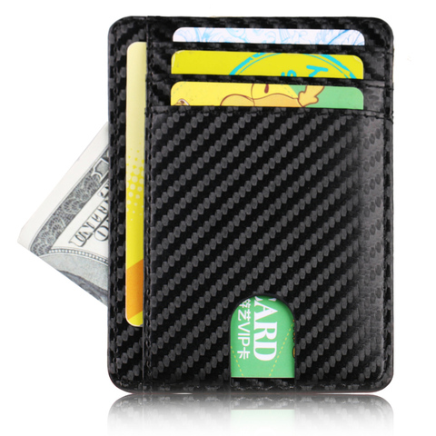 Porte-cartes de crédit en cuir pour hommes et femmes, anti-RFID, fin, Business, portefeuille ► Photo 1/6