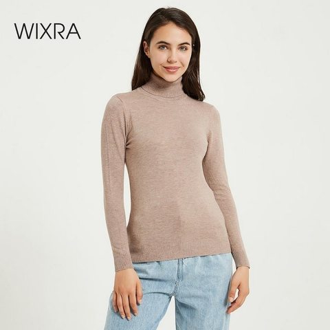 Wixra tricot pull et pull col roulé hauts pulls pulls décontracté és femmes à manches longues tout-match pull élastique ► Photo 1/6