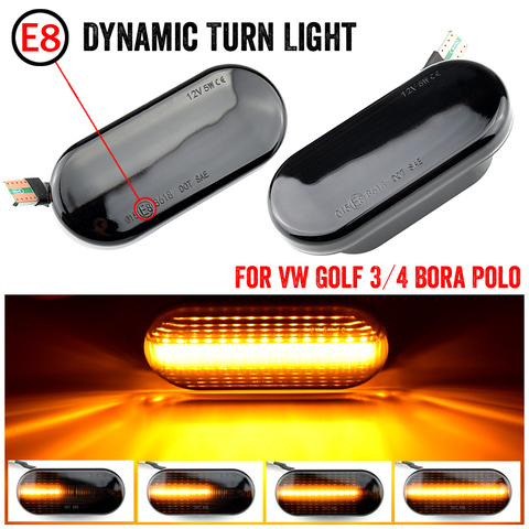 Pour VW Golf 3 4 MK3 Jetta MK4 Bora Passat 3B Polo 6N 9N Sharan Vento côté garde-boue avertissement indicateur LED clignotant dynamique ► Photo 1/6