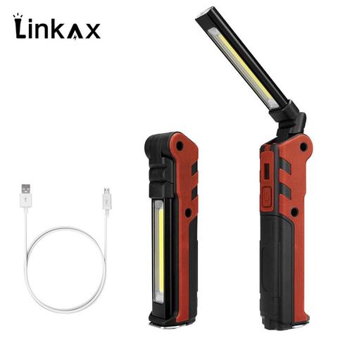 2022 plus récent Portable COB lampe de poche torche LED rechargeable par usb lampe de travail magnétique COB lanterne suspension crochet lampe pour l'extérieur ► Photo 1/6