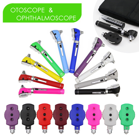 LED médical fibre optique Otoscope Direct ophtalmoscope ensemble soins des oreilles oeil nez Endoscope orl médecin Kit d'examen de Diagnostic ► Photo 1/6