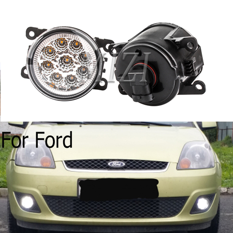 Feux de brouillard 2 pièces pour Ford Focus MK2/3 Fusion Fiesta Tourneo Transit 2001-2015 avec ampoule LED ► Photo 1/6