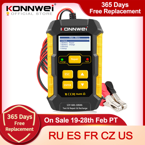 KONNWEI – KW510 testeur automatique de batterie de voiture 12V 5a, outil de réparation de batterie au plomb humide et sec, Gel Agm ► Photo 1/6