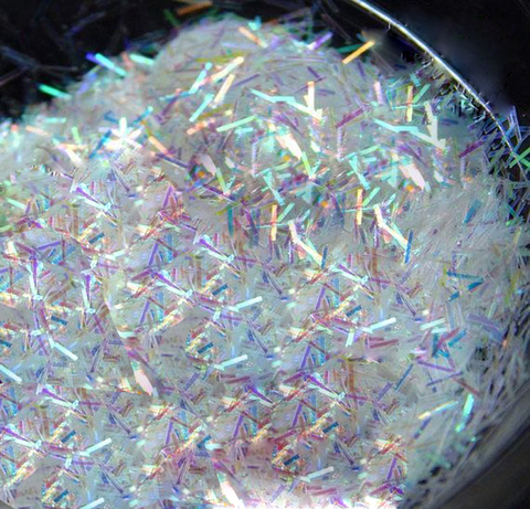 Offre spéciale 1jar 0.2*3mm ongle holographique Tinsel forme de barre courte forme étincelle blanc holographique paillettes barres # PLA04-3 # ► Photo 1/6