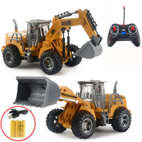 RC camions Mini télécommande Bulldozer 1:32 en plastique ingénierie voiture camion à benne basculante grue pelle modèle véhicule électrique jouets cadeau ► Photo 1/6