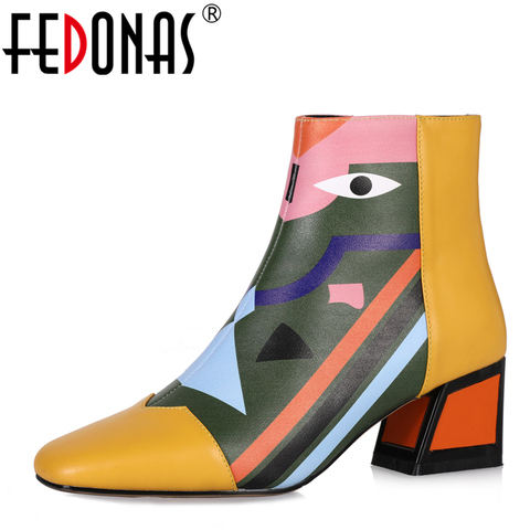 FEDONAS – bottines de neige en cuir véritable pour femme, chaussures de marque, à la mode, chaudes, à talons hauts, pour fête de mariage ► Photo 1/6