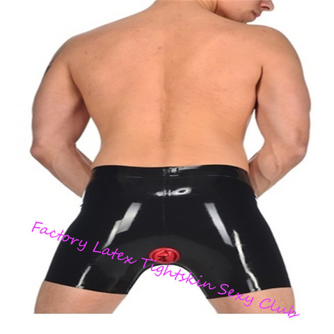 Caoutchouc Latex Fétiche Short Homme avec fermeture à glissière Avant préservatif Slip En Caoutchouc Faites À la Main Sexy Sous-Vêtements Pour Garçon Vente Chaude XS-XXXL ► Photo 1/2