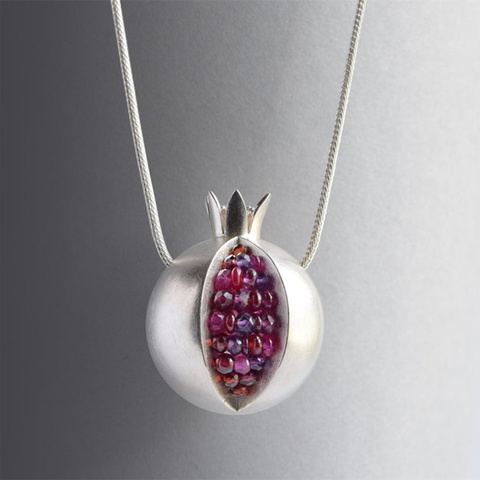 Collier avec pendentif en forme de grenade pour femmes, chaîne à breloques de mariage, couleur or et argent Unique, bijoux cadeaux pour elle ► Photo 1/6