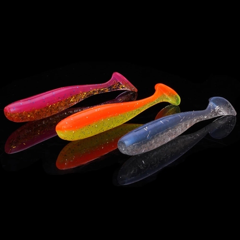 Promenade poisson 6 pièces/lot 7 cm/9 cm Wobblers leurres de pêche facile méné nageur Silicone appât souple Double couleur carpe artificiel leurre souple ► Photo 1/6