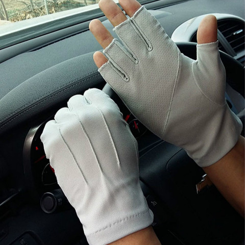 Gants de conduite antidérapants sans doigts pour hommes et femmes, Protection solaire, fins, respirants, Anti-UV, pour cyclisme, été, 2022 ► Photo 1/5