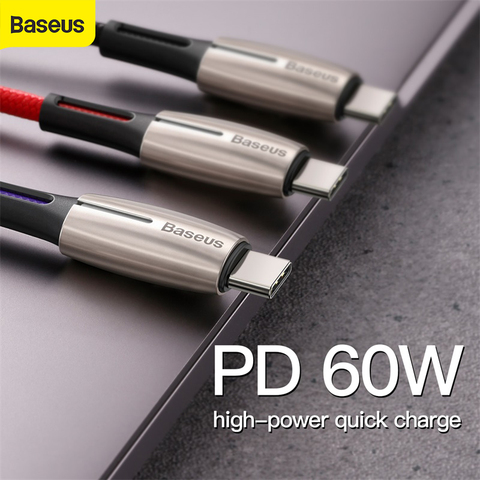 Baseus – câble USB 60W PD type-c vers type-c, charge rapide, lumière douce, pour Samsung, Xiaomi, Huawei ► Photo 1/6