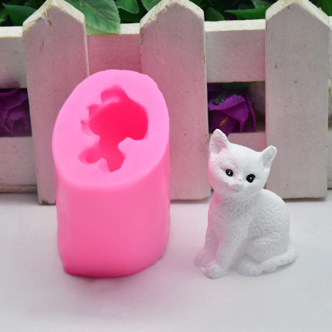 Moule en Silicone en forme de chat mignon 3D, DIY, moules de savon au chocolat, outils de décoration de gâteaux, outils de pâtisserie ► Photo 1/6