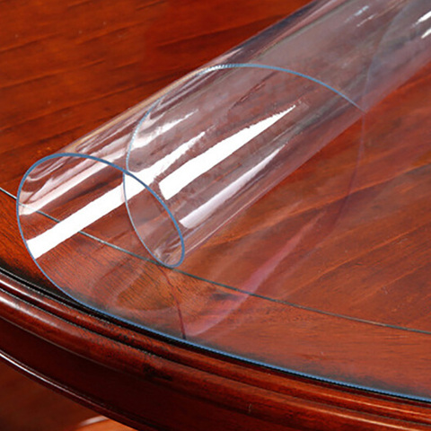 150cm PVC Table ronde tapis Transparent imperméable nappe cuisine modèle couverture de Table verre doux tissu Table à manger tapis ► Photo 1/6