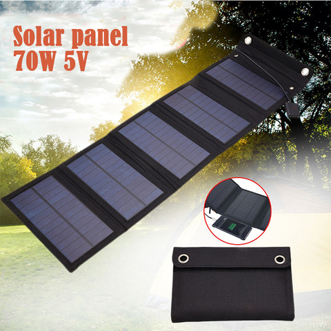 Panneau solaire à cellules solaires, pliable 70W, pliable, étanche, USB, pour usage extérieur, chargeur de batterie, Mobile ► Photo 1/6