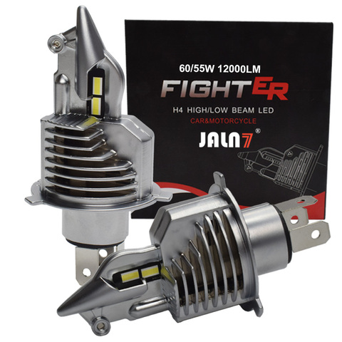 JALN7 Fighter H4 phare LED ampoule HS1 HB2 12V 60/55W voiture moto lumière Hilo faisceau Auto lampe 6500K Super blanc jaune 3000K ► Photo 1/6