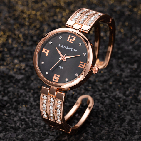 Femmes montres haut de gamme Bracelet de luxe montre cristal Bracelet de montre dames montres cadran en or Zegarek Damski ► Photo 1/6