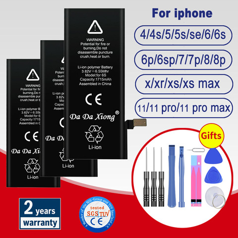 Batterie pour iPhone 6 6S 5 5S SE 6P 6SP 7 7plus 8 8plus pour iPhone X XR XS MAX 11 11 Pro batterie de remplacement + toos gratuits ► Photo 1/6