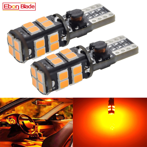 2 pièces LED voiture camion Signal lampe T10 W5W ambre Orange Canbus sans erreur côté intérieur coin indicateur marqueur ampoule lampe 12V 24V 30V ► Photo 1/6