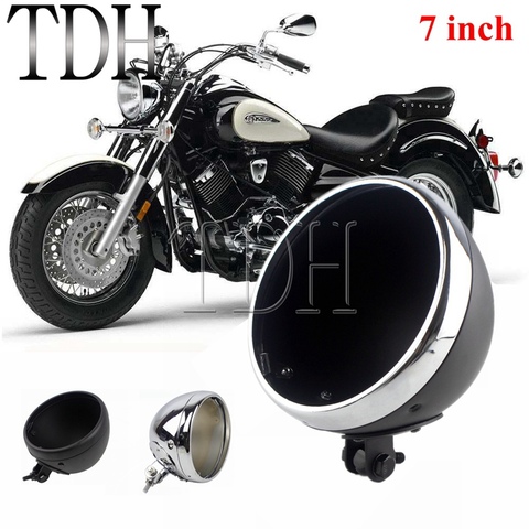 Boîtier de phare pour moto, boîtier de phare pour Harley, Yamaha, Honda, Shadow, Cafe Racer, montage par le bas, 7 pouces ► Photo 1/6