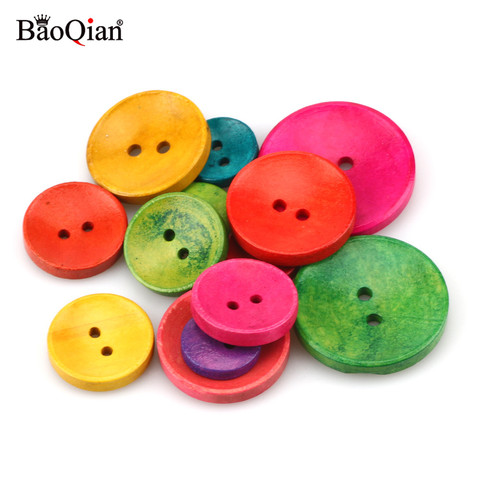 10-50 pièces Multi tailles boutons ronds mixtes 2 trous boutons en bois pour artisanat vêtements Scrapbooking bricolage accessoires de couture ► Photo 1/6